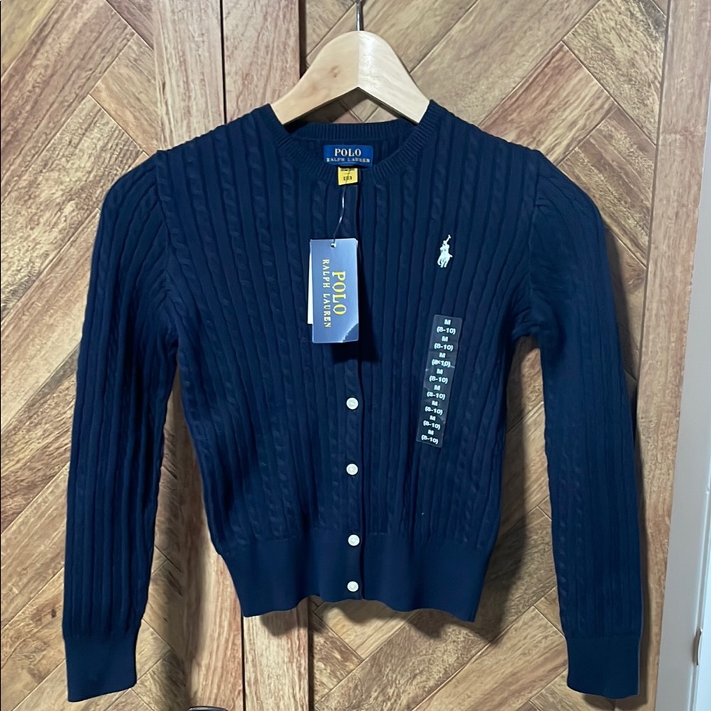 Girls Polo Ralph Lauren Dark Blue Cable Knit Sweater M (8/10)